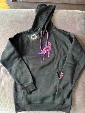 Overtime Black Hoodie with Pink & Purple Basketball Graphic, NWT